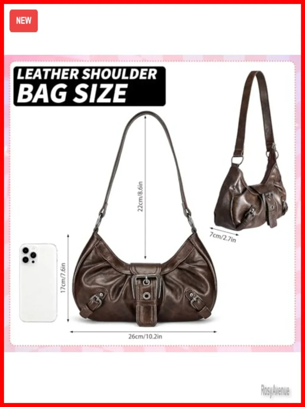 Y2K Hobo Shoulder Bag Faux Leather Clutch Purse with Sunglasses Set